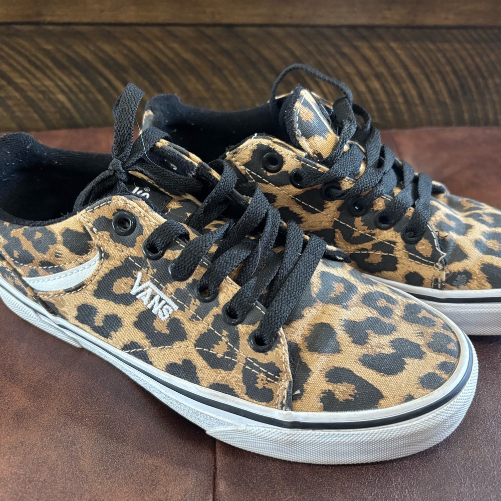 Vans Black and Brown Leopard Print Sneakers